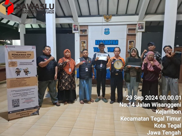 Malam Terakhir Pendaftaran Pengawas TPS Se-Kecamatan Tegal Timur, Pemilihan 2024.