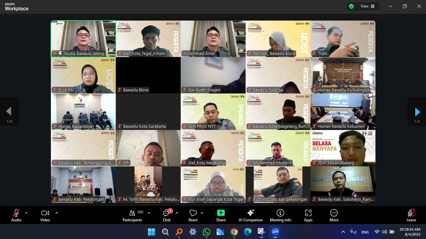 diskusi "Pojok Literasi" melalui daring zoom meeting