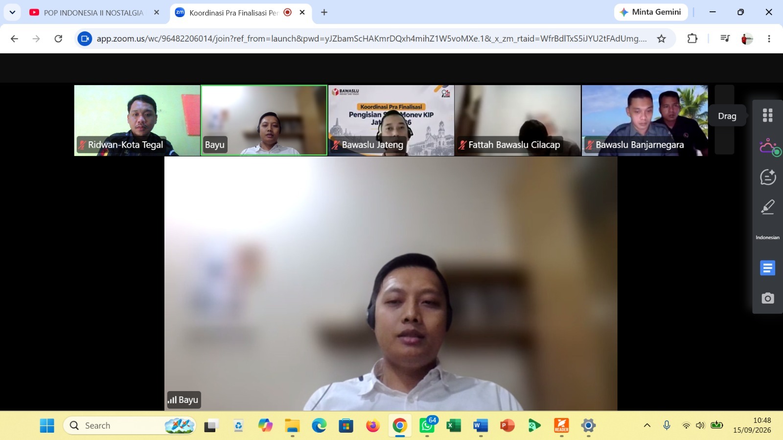 Bawaslu Kota Tegal Matangkan Pengisian SAQ Monev KIP 2026